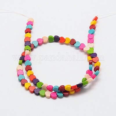 Окрашенные синтетическое бирюзовый сердце шарик прядь G-P083-88C-1