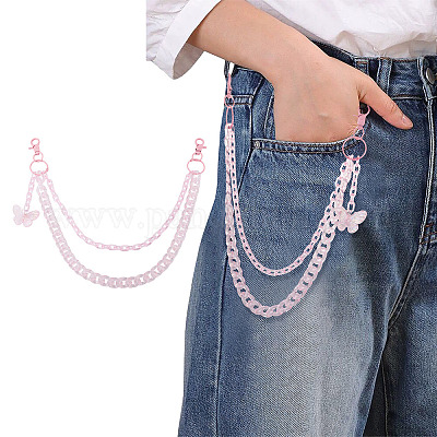 Акриловые бабочки многослойные цепочные ремни для джинсовых брюк&nbsp;HJEW-TAC0113-1