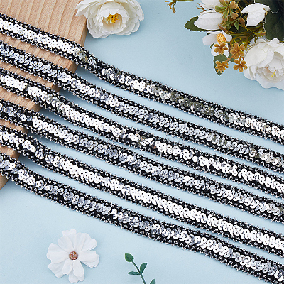 20 ярд блестящих полиэстеровых эластичных бусин с пайетками&nbsp;OCOR-CY0003-22A-1