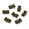 Flocky Brass Links Connectors, Nickel Free, Bowknot, Olive, 8x12x3.5mm, Hole: 0.7mm