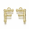 Alloy Pendants, Cadmium Free & Nickel Free & Lead Free, Bamboo Initial Letter, Real 18K Gold Plated, Letter.F, F:17x10x3mm, Hole: 1.5mm