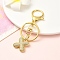 Brass Micro Pave Cubic Zirconia Keychain, with Iron Findings, Letter X, 8.8cm