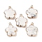 Natural Howlite Pendants, Flower Charms with Brass Findings, Golden, 23~24x21x6mm, Hole: 1.8mm