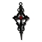 Siam Rhinestone Cross Pendatn with Black Enamel, Alloy Pendant, Electrophoresis Black, 47.5x21.5x4mm, Hole: 1.8mm