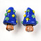 Handmade Lampwork Bumpy Beads, Christmas Tree Charms, Blue, 17.5~20x11~14.5mm, Hole: 1~1.6mm