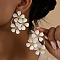 Alloy Stud Earrings, Flower, White, 53x41mm