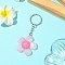 Flower Resin Keychain, with Iron Rings, Pink, 8.8cm
