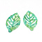 Cellulose Acetate(Resin) Pendants, Leaf, Light Sea Green, 38.5x22x2.5mm, Hole: 1.5mm