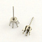 Non-Tarnish 304 Stainless Steel Post Stud Earring Settings, Stainless Steel Color, 3mm, pin: 0.8mm, fit for 3mm rhinestone
