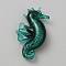 Handmade Lampwork Pendants, Sea Horse Charms, Dark Cyan, 43.5~46x21~27x9~12mm, Hole: 3x4~4.5mm