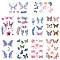 10 Sheets 10 Colors Butterfly Pattern Glitter Body Art Tattoos, PET Removable Fake Temporary Tattoos Paper Stickers, Mixed Color, 13x8x0.03cm, 1 sheet/color