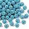 Polymer Clay Rhinestone Beads, Pave Disco Ball Beads, Grade A, Round, Half Drilled, Aquamarine, 10mm, Hole: 1mm