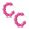 C-Shaped with Round Alloy Raffia Stud Earrings, Golden, Deep Pink, 45x45mm