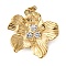 316 Stainless Steel Rhinestone Pendants, with Close Jump Rings, Ion Plating(IP), Flower, Real 18K Gold Plated, 25x24x4mm, Hole: 2.6mm
