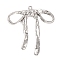 Rack Plating Alloy Pendants, Cadmium Free & Nickel Free & Lead Free, Bowknot, Platinum, 53x48.5x4mm, Hole: 2mm