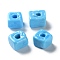 Handmade Lampwork Beads, square, Deep Sky Blue, 9.5~11.5x10~12x8~8.5mm, Hole: 3.5~4mm