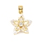 Brass Micro Pave Cubic Zirconia Pendants, Flower, Real 18K Gold Plated, Clear, 16x14x4.5mm, Hole: 4x2.5mm