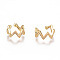 Golden Plated Brass Micro Pave Cubic Zirconia Cuff Earrings, Long-Lasting Plated, Clear, 15x15x7mm