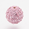 Czech Rhinestone Beads, PP8(1.4~1.5mm), Pave Disco Ball Beads, Polymer Clay, Round, 223_Light Rose, 6mm, Hole: 1mm, 45~50pcs rhinestones/ball