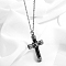 304 Stainless Steel Cross Pendant Necklaces, Urn Ashes Necklaces, Black, 19.69 inch(50cm)