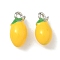 Alloy Enamel Pendants, Mango, Platinum, 13.5x6.5mm, Hole: 1.6mm