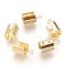 304 Stainless Steel Folding Crimp Ends, Fold Over Crimp Cord Ends, Real 18K Gold Plated, 12x6.5x6.5mm, Hole: 1.4mm, Inner Diameter: 5.5~6mm
