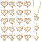 40Pcs Alloy Pendants, with Rhinestone, Heart, Golden, 19x18x3mm, Hole: 2mm