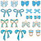 54Pcs 9 Styles Bowknot Alloy Enamel Pendants, Light Sky Blue, 9~26.5x10~25x1.5~4mm, Hole: 1.2~3mm, 6pcs/style