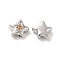 Brass Cubic Zirconia Beads, Cadmium Free & Nickel Free & Lead Free, Star, Platinum, Orange, 7x8x4mm, Hole: 1mm