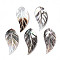 Natural Black Lip Shell Pendants, Leaf, 27~28x13x3mm, Hole: 1mm