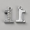 Alloy Rhinestone Charms, Number, Platinum, Num.1: 15x8.5x2.5mm, hole: 1.5mm
