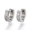 304 Stainless Steel Huggie Hoop Earrings, with Clear Cubic Zirconia, Ring, Stainless Steel Color, 10x11x3mm, Pin: 1.2mm