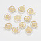 Iron Charms, Textured, Smile Face, Golden, 10x8x0.9mm, Hole: 1mm