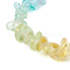 Женские эластичные браслеты цвета радуги со стеклянной крошкой и бисером&nbsp;BJEW-JB10778