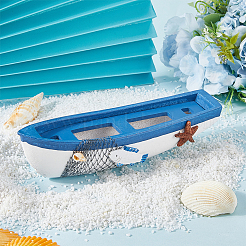 Миниатюрная модель парусника из дерева в средиземноморском стиле с украшениями&nbsp;DJEW-WH20816-008A