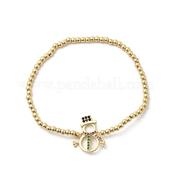 Рождественские браслеты из латуни с микропаве из кубических цирконий&nbsp;LS-BJEW-K289-01A-G