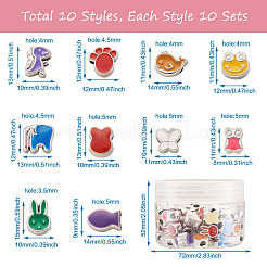 100шт 10 стиля уф-покрытие акриловые европейские бусины&nbsp;OACR-CD0001-03