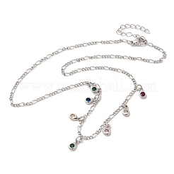 Латунные ожерелья с подвесками в форме слезы с кубическим цирконием и микропаве&nbsp;NJEW-B157-11P