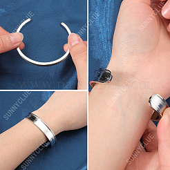 2 шт. 2 стиля браслетов-манжет из нержавеющей стали 201 в форме буквы С с рифленой отделкой&nbsp;STAS-SC0008-02