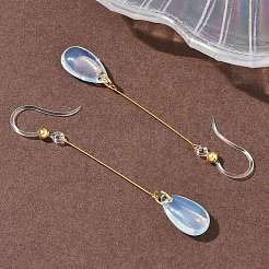 Серьги-подвески из нержавеющей стали 304 с гальваническим покрытием из смолы&nbsp;EJEW-Z129-06G-03