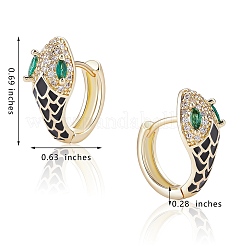 Серьги-кольца со змеей из кубического циркония с эмалью&nbsp;EJEW-SZ0001-87F