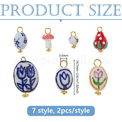 14 шт. 7-х стилевые фарфоровые подвески ручной работы&nbsp;PALLOY-DC00042