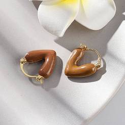 Латунные серьги-кольца в форме сердца&nbsp;EJEW-R013-03G