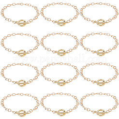 12шт сплава кабельные цепные браслеты для женщин и мужчин&nbsp;BJEW-SC0001-60G