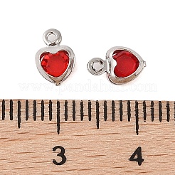 Латунные стеклянные подвески с покрытием в форме сердца&nbsp;KK-S385-01P-04