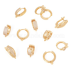 12 шт. 6 стиля латунная микропаве кубический цирконий серьги-кольца фурнитура&nbsp;KK-TA0002-57