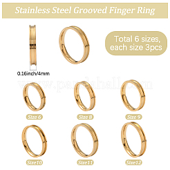 18 шт. 6 стиля 201 нержавеющая сталь рифленые кольца для пальцев&nbsp;RJEW-SC0001-33G