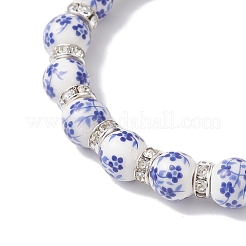 Эластичные браслеты из фарфоровых керамических бусин с цветочным принтом для женщин&nbsp;BJEW-JB12375-01