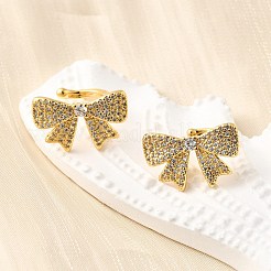 Латунные серьги-манжеты из прозрачного кубического циркония&nbsp;EJEW-K309-06G