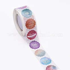 Плоские круглые бумажные наклейки спасибо&nbsp;LS-DIY-C042-15